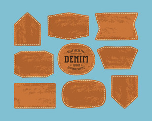 set of leather patch for denim clothing