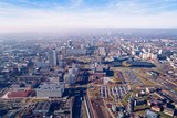 Fototapeta Miasto - Aerial drone view on Katowice