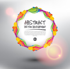 Wall Mural - Abstract vector background. Colorful wheel frame. Watercolor, pencil and chalk strokes in circular form. Isolated on the white panel with place for your text. Vector illustration. Eps10.