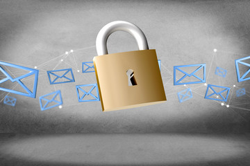 Poster - Padlock security connection isolated on a color background - 3d rendering