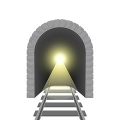 Wall Mural - Realistic Detailed 3d Railroad Tunnel. Vector