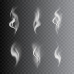 Fototapete - Realistic Detailed 3d Images Smoke Set. Vector