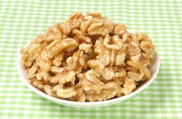 Macro view of walnut kernel on the table        