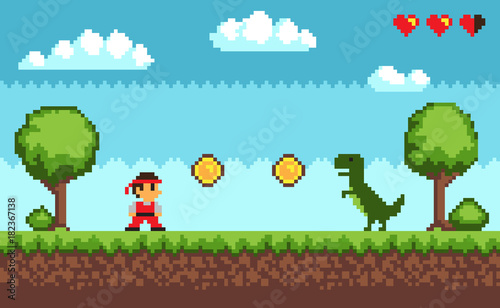old-style-pixel-game-na-ilustracji-wektorowych-niebieski