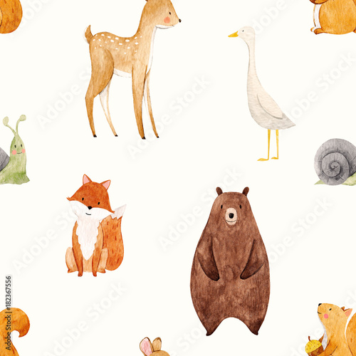 Cuadros en Lienzo Watercolor baby pattern