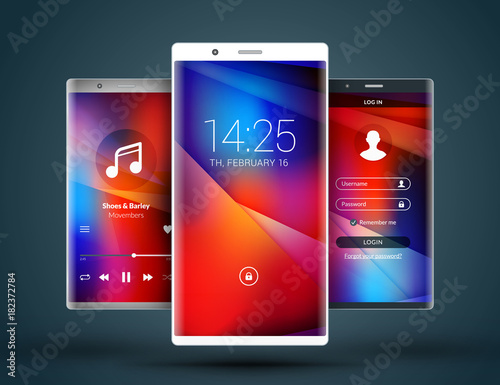 Mobile Interface Wallpaper Design Abstract Vector Background Modern Smartphone Application Interface Elements Metallic White And Black Smartphones Buy This Stock Vector And Explore Similar Vectors At Adobe Stock Adobe Stock Browse through our collection of abstract photos and download images for your website or photo editing. adobe stock