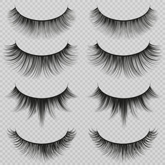 Canvas Print - Feminine lashes vector set. Realistic false eyelashes fashion collection