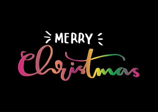 Hand Lettering Merry Christmas. Modern Calligraphy. Greeting Card. Printable