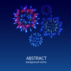 Wall Mural -  Fireworks on twilight background vector. Firework new year holiday celebration.