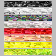 Poster - Gradient abstract triangle polygon pattern mosaic web banner template background set - trendy vector design elements from colored irregular triangles