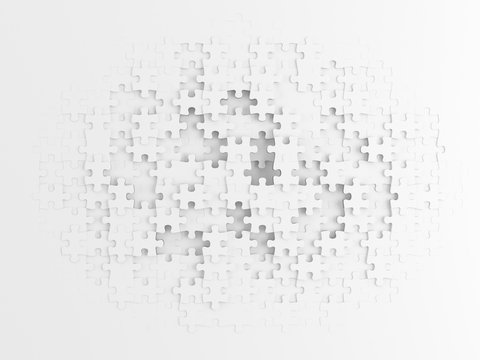 White Puzzle Background - 3d rendering