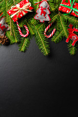 Poster - Christmas background with tree, presents and decorations