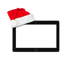 Wall Mural - Touchpad pc and Santa Claus red christmas hat