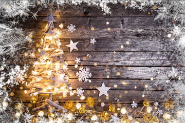 Wall Mural - christmas decoration on wooden background