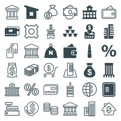 Wall Mural - Set of 36 bank filled and outline icons