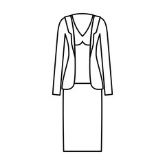 Wall Mural - female clothes with skirt and blouse and jacket in monochrome silhouette vector illustration