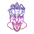 Ganesha. God of wisdom and prosperity in Hinduism. Linear style. Vector illustration.