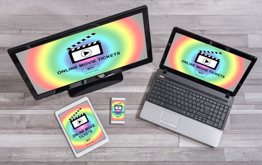 Wall Mural - online movie tickets buying concept on different devices