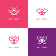 Four mono line butterfly logo.