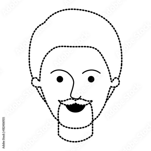 Male Face With Short Hair And Goatee Beard In Black Dotted