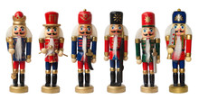 Collection Christmas Nutcracker Toy Soldier Traditional Figurine, Isolated On White Background
