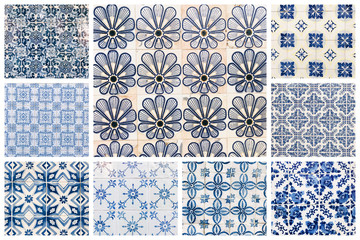 Naklejka na meble Beautiful collage of different traditional portuguese tiles called azulejos