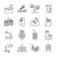 Set Of Thin Line Icons Drinks And Beverages Industry