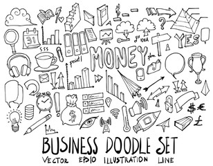 Wall Mural - Set of Business illustration Hand drawn doodle Sketch line vector eps10