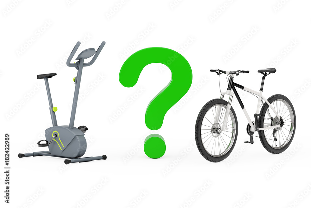 Question Mark between Stationary Exercise Bike Gym Machine and Black ...