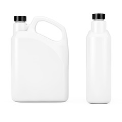Aufkleber - White Plastic Blank Container Canister with Blank Space for Yours Design. 3d Rendering