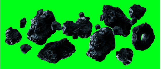 Leinwandbilder - Dark rock asteroid pack 3D rendering