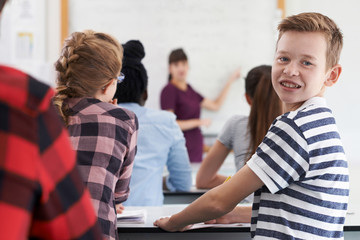 Wall Mural - Portrait Of Male Teenage Pupil In Class