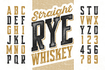 Vintage style modern font, straight rye whiskey simple label design