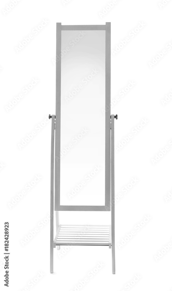 Modern big mirror on white background