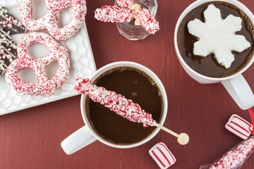 Homemade hot chocolate drink.