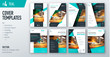 © great_bergens - Set of business cover design template in teal color for brochure, report, catalog, magazine or booklet. Creative vector background concept