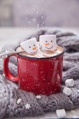 Wall Mural - Hot chocolate with melted snowman