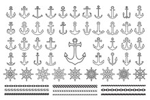 Set Of Black Icons Of Sea Theme
