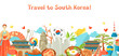 South Korea banner design. Korean traditional symbols and objects