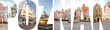 POZNAN letters filled with pictures of famous places and cityscapes in Poznan city, Poland