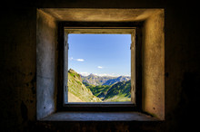 Mountain Valley In The Park Of Mercantour (France, Lakes Of Lausfer) Seen From An Old Military Barrack From The First World War 