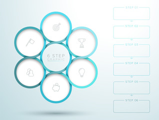 Poster - infographic blue 6 step interweaving circle diagram