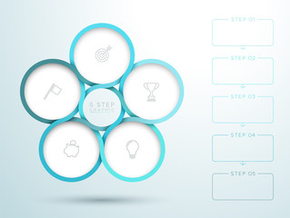 Poster - infographic blue 5 step interweaving circle diagram