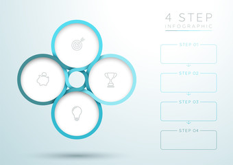 Poster - infographic blue 4 step interweaving circle diagram