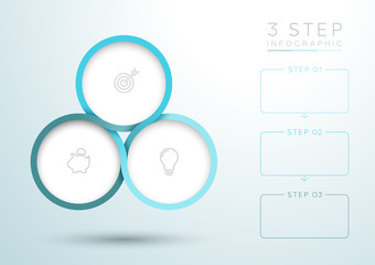 Poster - infographic blue 3 step interweaving circle diagram
