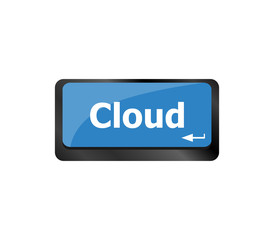 Poster - computer keyboard key with cloud computing button