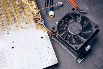 Poster - Microcircuit, computer component, electronics, technology, electrician, parts, close-up