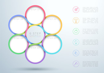 Poster - infographic colourful 6 step interweaving circle diagram