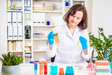 Poster - scientist conducts experiments in laboratory