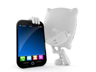 Poster - Pillow character with smart phone